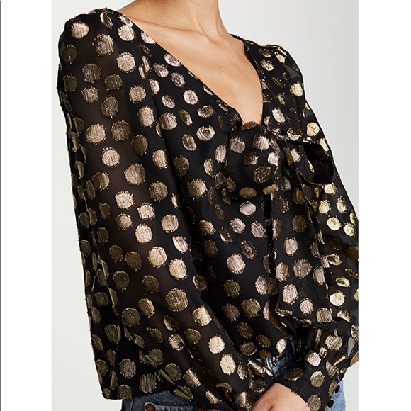 For love and lemons lottie tie front dot blouse xs - Picture 5 of 10